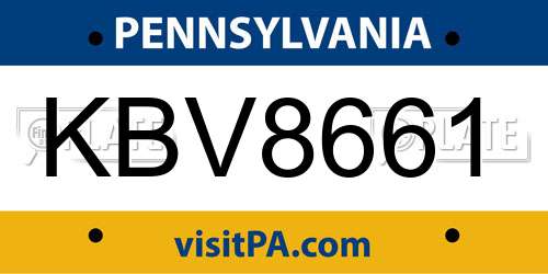 KBV8661 Pennsylvania License Plate