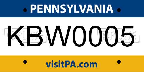 KBW0005 Pennsylvania License Plate