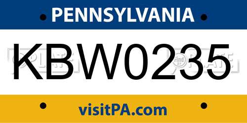 KBW0235 Pennsylvania License Plate