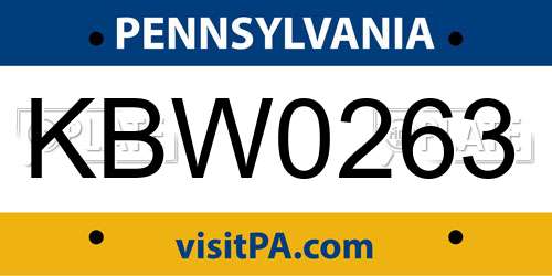 KBW0263 Pennsylvania License Plate