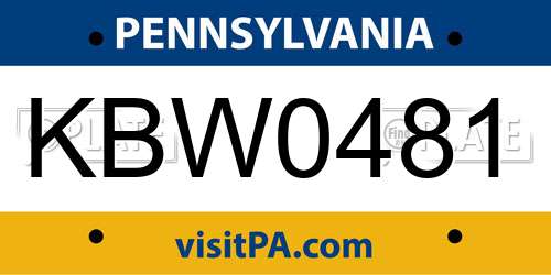 KBW0481 Pennsylvania License Plate