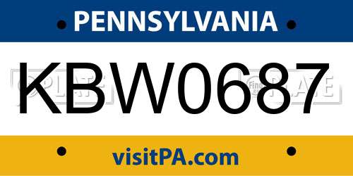 KBW0687 Pennsylvania License Plate