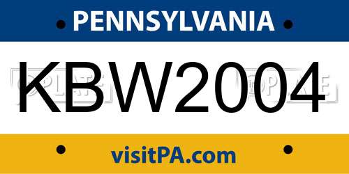 KBW2004 Pennsylvania License Plate
