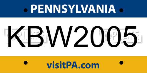 KBW2005 Pennsylvania License Plate