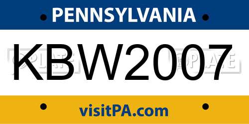 KBW2007 Pennsylvania License Plate