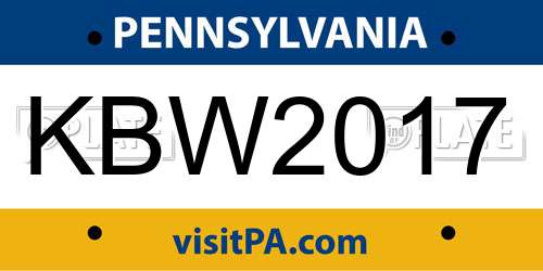 KBW2017 Pennsylvania License Plate