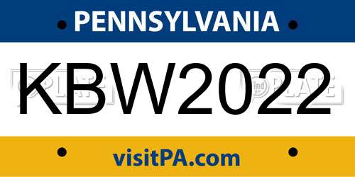 KBW2022 Pennsylvania License Plate