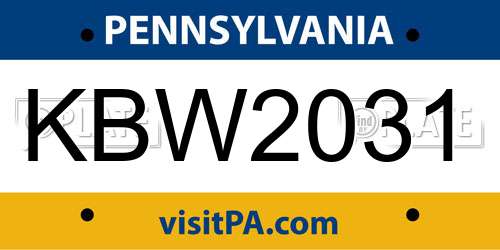 KBW2031 Pennsylvania License Plate