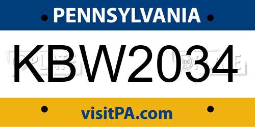 KBW2034 Pennsylvania License Plate