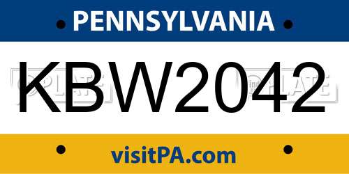 KBW2042 Pennsylvania License Plate