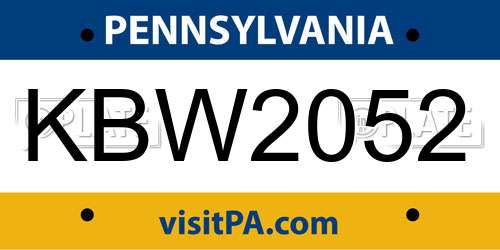KBW2052 Pennsylvania License Plate
