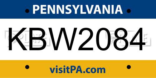 KBW2084 Pennsylvania License Plate