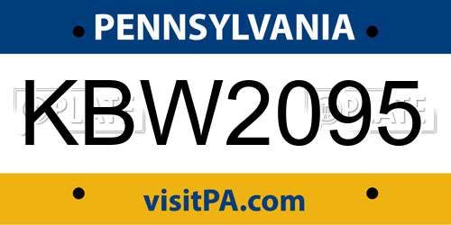 KBW2095 Pennsylvania License Plate