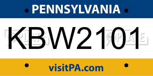 KBW2101 Pennsylvania License Plate