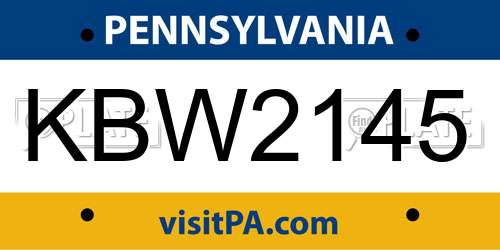 KBW2145 Pennsylvania License Plate