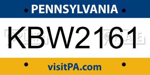 KBW2161 Pennsylvania License Plate