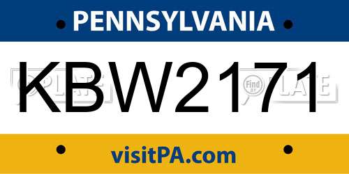 KBW2171 Pennsylvania License Plate