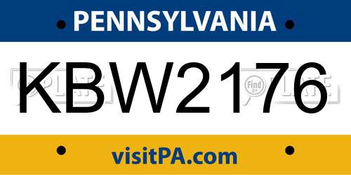 KBW2176 Pennsylvania License Plate