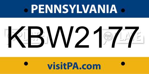 KBW2177 Pennsylvania License Plate