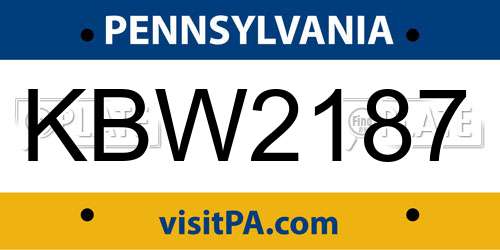 KBW2187 Pennsylvania License Plate