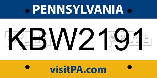 KBW2191 Pennsylvania License Plate