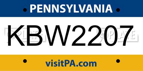 KBW2207 Pennsylvania License Plate
