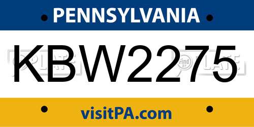 KBW2275 Pennsylvania License Plate