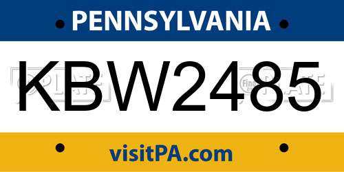 KBW2485 Pennsylvania License Plate