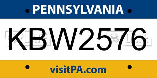 KBW2576 Pennsylvania License Plate