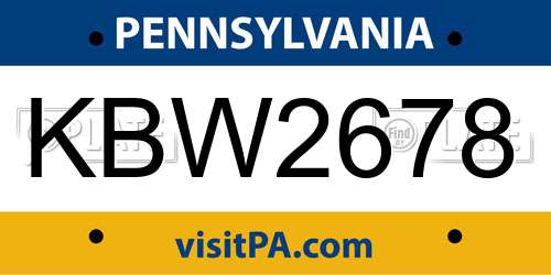 KBW2678 Pennsylvania License Plate
