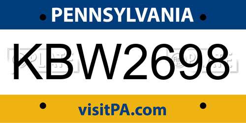 KBW2698 Pennsylvania License Plate
