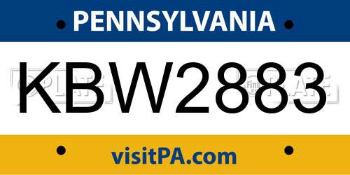KBW2883 Pennsylvania License Plate