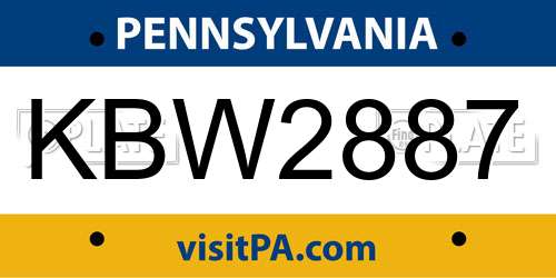 KBW2887 Pennsylvania License Plate