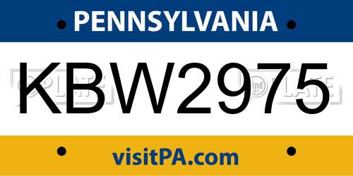 KBW2975 Pennsylvania License Plate
