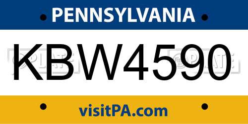 KBW4590 Pennsylvania License Plate