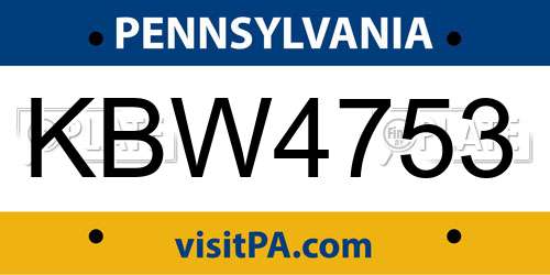 KBW4753 Pennsylvania License Plate