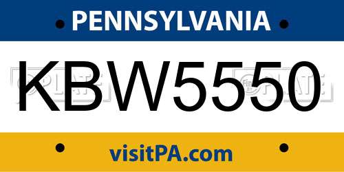 KBW5550 Pennsylvania License Plate