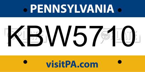 KBW5710 Pennsylvania License Plate