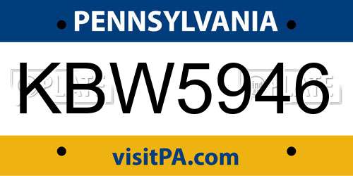 KBW5946 Pennsylvania License Plate