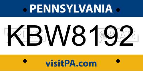 KBW8192 Pennsylvania License Plate