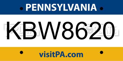 KBW8620 Pennsylvania License Plate