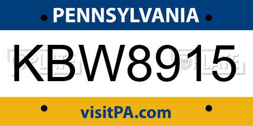 KBW8915 Pennsylvania License Plate