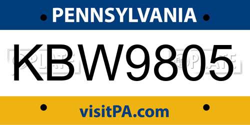 KBW9805 Pennsylvania License Plate
