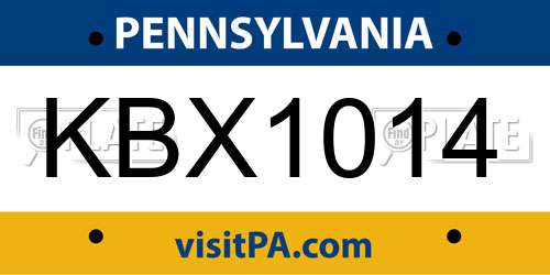 KBX1014 Pennsylvania License Plate