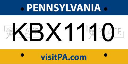 KBX1110 Pennsylvania License Plate