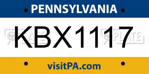 KBX1117 Pennsylvania License Plate