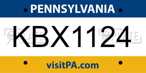 KBX1124 Pennsylvania License Plate