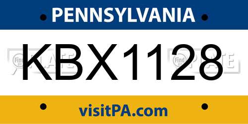 KBX1128 Pennsylvania License Plate