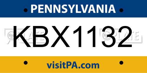 KBX1132 Pennsylvania License Plate
