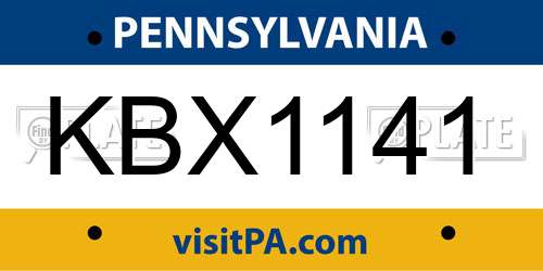 KBX1141 Pennsylvania License Plate